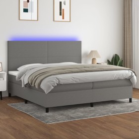 Cama box spring colchón y luces LED tela gris claro 200x200 cm de vidaXL, Camas y somieres - Ref: Foro24-3134742, Precio: 665...