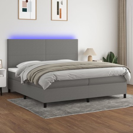 Cama box spring colchón y luces LED tela gris claro 200x200 cm de vidaXL, Camas y somieres - Ref: Foro24-3134742, Precio: 665...