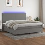 Cama box spring colchón y luces LED tela gris claro 200x200 cm de vidaXL, Camas y somieres - Ref: Foro24-3134742, Precio: 665...