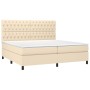 Cama box spring colchón y luces LED tela crema 200x200 cm de vidaXL, Camas y somieres - Ref: Foro24-3135146, Precio: 650,85 €...