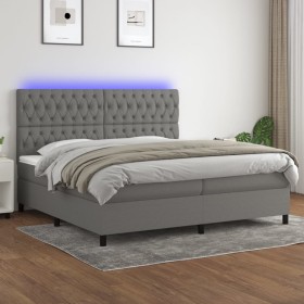 Cama box spring colchón y luces LED tela gris claro 200x200 cm de vidaXL, Camas y somieres - Ref: Foro24-3135142, Precio: 670...