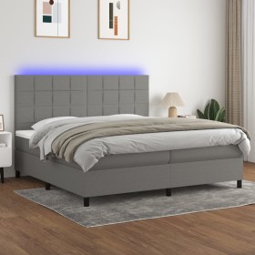 Cama box spring colchón y luces LED tela gris claro 200x200 cm de vidaXL, Camas y somieres - Ref: Foro24-3134902, Precio: 655...