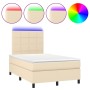 Cama box spring con colchón y LED tela crema 120x200 cm de vidaXL, Camas y somieres - Ref: Foro24-3134866, Precio: 422,58 €, ...