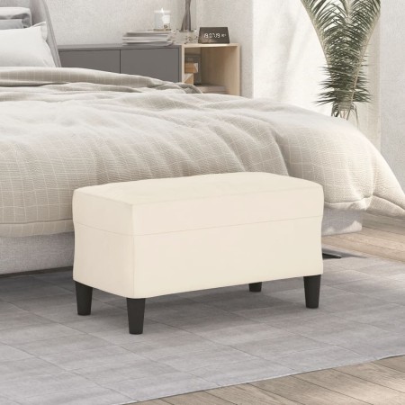 Banco de terciopelo color crema 70x35x41 cm en Bancos | Comprar online en Foru.es