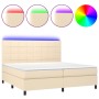 Cama box spring colchón y luces LED tela crema 200x200 cm de vidaXL, Camas y somieres - Ref: Foro24-3134906, Precio: 598,79 €...