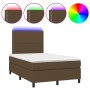 Cama box spring con colchón y LED tela marrón oscuro 120x200 cm de vidaXL, Camas y somieres - Ref: Foro24-3134784, Precio: 40...