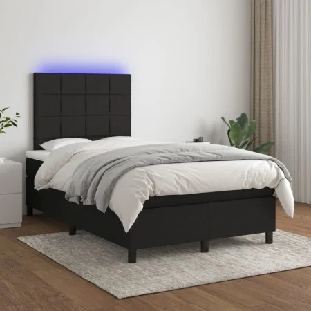 Cama box spring con colchón LED tela negro 120x200 cm de vidaXL, Camas y somieres - Ref: Foro24-3134863, Precio: 436,46 €, De...