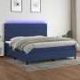 Cama box spring colchón y luces LED tela azul 200x200 cm de vidaXL, Camas y somieres - Ref: Foro24-3135147, Precio: 711,30 €,...