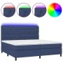 Cama box spring colchón y luces LED tela azul 200x200 cm de vidaXL, Camas y somieres - Ref: Foro24-3135147, Precio: 711,30 €,...
