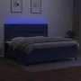 Cama box spring colchón y luces LED tela azul 200x200 cm de vidaXL, Camas y somieres - Ref: Foro24-3135147, Precio: 711,30 €,...