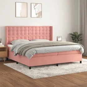 Cama box spring con colchón terciopelo rosa 200x200 cm de vidaXL, Camas y somieres - Ref: Foro24-3132944, Precio: 614,05 €, D...