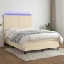 Cama box spring colchón y luces LED tela crema 140x200 cm de vidaXL, Camas y somieres - Ref: Foro24-3134722, Precio: 502,28 €...