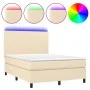 Cama box spring colchón y luces LED tela crema 140x200 cm de vidaXL, Camas y somieres - Ref: Foro24-3134722, Precio: 502,28 €...