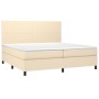 Cama box spring colchón y luces LED tela crema 200x200 cm de vidaXL, Camas y somieres - Ref: Foro24-3134746, Precio: 626,65 €...