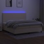 Cama box spring colchón y luces LED tela crema 200x200 cm de vidaXL, Camas y somieres - Ref: Foro24-3134746, Precio: 626,65 €...