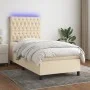 Cama box spring colchón y luces LED tela crema 100x200 cm de vidaXL, Camas y somieres - Ref: Foro24-3135098, Precio: 357,66 €...