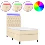 Cama box spring colchón y luces LED tela crema 100x200 cm de vidaXL, Camas y somieres - Ref: Foro24-3135098, Precio: 357,66 €...