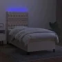 Cama box spring colchón y luces LED tela crema 100x200 cm de vidaXL, Camas y somieres - Ref: Foro24-3135098, Precio: 357,66 €...