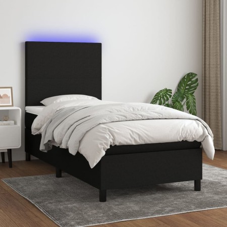 Cama box spring colchón y luces LED tela negro 80x200 cm de vidaXL, Camas y somieres - Ref: Foro24-3134671, Precio: 303,14 €,...
