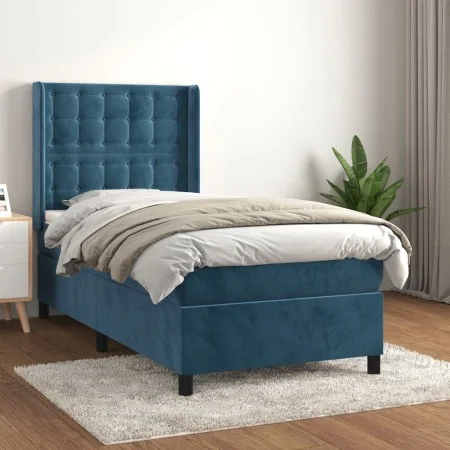 Cama box spring con colchón terciopelo azul oscuro 90x200 cm de vidaXL, Camas y somieres - Ref: Foro24-3132901, Precio: 378,5...
