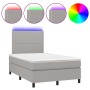 Cama box spring con colchón tela y LED gris claro 120x200 cm de vidaXL, Camas y somieres - Ref: Foro24-3134781, Precio: 402,4...