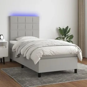 Cama box spring colchón y luces LED tela gris claro 90x190 cm de vidaXL, Camas y somieres - Ref: Foro24-3134837, Precio: 327,...