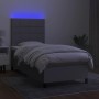 Cama box spring colchón y luces LED tela gris claro 90x190 cm de vidaXL, Camas y somieres - Ref: Foro24-3134837, Precio: 321,...