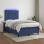 Cama box spring con colchón y LED tela azul 120x200 cm de vidaXL, Camas y somieres - Ref: Foro24-3134867, Precio: 438,65 €, D...