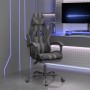 Silla gaming giratoria y reposapiés cuero sintético negro gris en Sillas gaming | Comprar online en Foru.es