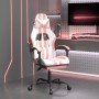 Silla gaming giratoria y reposapiés cuero sintético blanco rosa en Sillas gaming | Comprar online en Foru.es