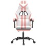 Silla gaming giratoria y reposapiés cuero sintético blanco rosa en Sillas gaming | Comprar online en Foru.es