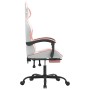 Silla gaming giratoria y reposapiés cuero sintético blanco rosa en Sillas gaming | Comprar online en Foru.es