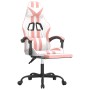Silla gaming giratoria y reposapiés cuero sintético blanco rosa en Sillas gaming | Comprar online en Foru.es