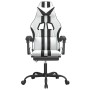 Silla gaming giratoria reposapiés cuero sintético blanco negro en Sillas gaming | Comprar online en Foru.es