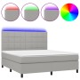 Cama box spring colchón y luces LED tela gris claro 180x200 cm de vidaXL, Camas y somieres - Ref: Foro24-3134893, Precio: 598...