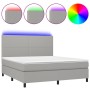 Cama box spring colchón y luces LED tela gris claro 180x200 cm de vidaXL, Camas y somieres - Ref: Foro24-3134733, Precio: 608...