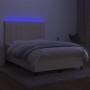 Cama box spring colchón y luces LED tela crema 140x200 cm de vidaXL, Camas y somieres - Ref: Foro24-3134882, Precio: 499,83 €...