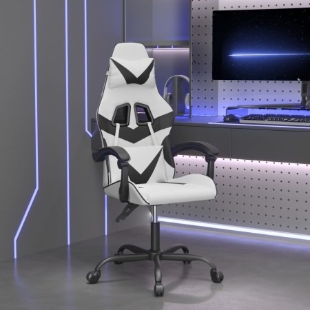 Silla gaming giratoria cuero sintético blanco y negro en Sillas gaming | Comprar online en Foru.es