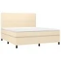 Cama box spring colchón y luces LED tela crema 160x200 cm de vidaXL, Camas y somieres - Ref: Foro24-3134730, Precio: 575,95 €...