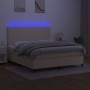 Cama box spring colchón y luces LED tela crema 160x200 cm de vidaXL, Camas y somieres - Ref: Foro24-3134730, Precio: 593,23 €...