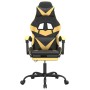 Silla gaming giratoria reposapiés cuero sintético negro dorado en Sillas gaming | Comprar online en Foru.es