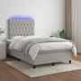 Cama box spring con colchón tela y LED gris claro 120x200 cm de vidaXL, Camas y somieres - Ref: Foro24-3135101, Precio: 417,0...