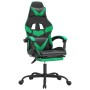 Silla gaming giratoria y reposapiés cuero sintético negro verde en Sillas gaming | Comprar online en Foru.es
