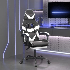 Silla gaming giratoria reposapiés cuero sintético negro blanco en Sillas gaming | Comprar online en Foru.es