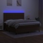 Cama box spring colchón luces LED tela marrón oscuro 180x200cm de vidaXL, Camas y somieres - Ref: Foro24-3134896, Precio: 620...