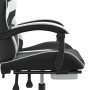 Silla gaming giratoria reposapiés cuero sintético negro blanco en Sillas gaming | Comprar online en Foru.es