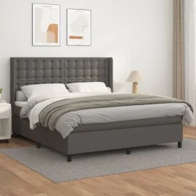 Cama box spring con colchón cuero sintético gris 180x200 cm de vidaXL, Camas y somieres - Ref: Foro24-3132517, Precio: 646,82...