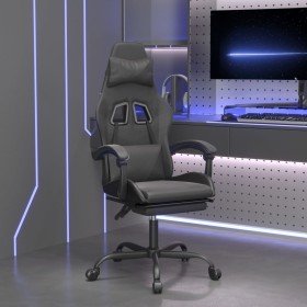 Silla gaming giratoria y reposapiés cuero sintético negro en Sillas gaming | Comprar online en Foru.es