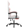 Silla gaming giratoria y reposapiés cuero sintético blanco rosa en Sillas gaming | Comprar online en Foru.es