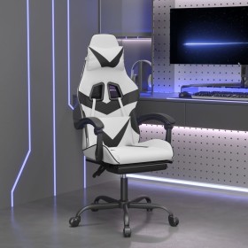 Silla gaming giratoria reposapiés cuero sintético blanco negro en Sillas gaming | Comprar online en Foru.es